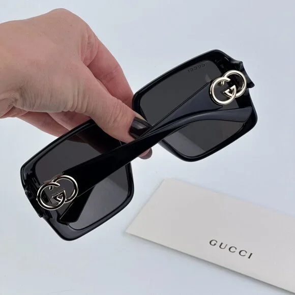 Gucci GG1692S 001 BRAND NEW Sunglasses Black Grey Square Women - Picture 3 of 10